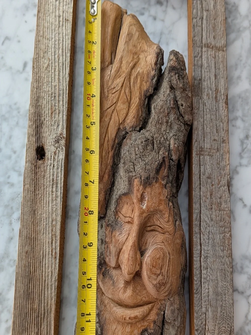 Wood Handcarved Spirit Tree Face sculpture wall art natural weathered frame